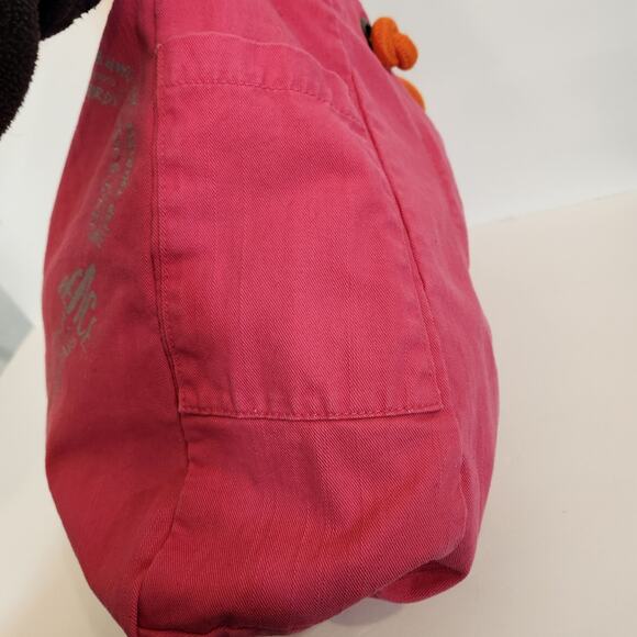 OLD NAVY Rare Vtg Pink Orange Peace Love Design Drawstring Beach Tote Bag Summer - Picture 6 of 11